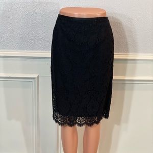 Ann Taylor Black Lace Lined Skirt
